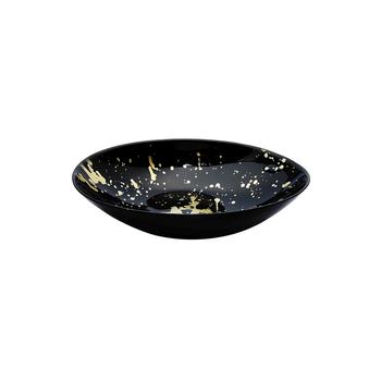 商品12.5" Oval Shaped Bowl with Splashy Gold Tone Design图片