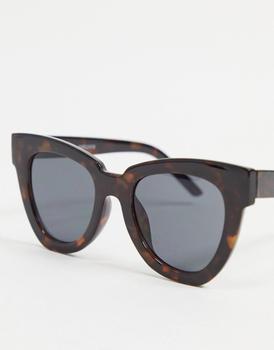 ASOS | ASOS DESIGN frame chunky flare cat eye sunglasses in dark crystal tort商品图片,8.5折