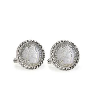 American Coin Treasures | Silver Barber Dime Rope Bezel Coin Cuff Links 