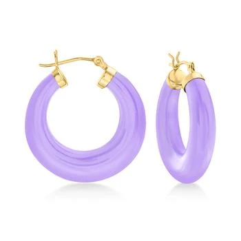 Ross-Simons | Ross-Simons Lavender Jade Hoop Earrings With 14kt Yellow Gold,商家Premium Outlets,价格¥1016