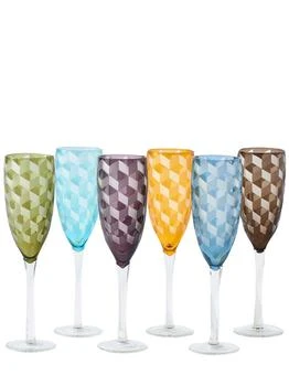 POLSPOTTEN | Set Of 6 Multicolor Champagne Glasses,商家LUISAVIAROMA,价格¥1349