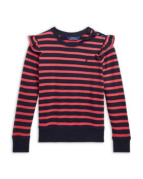 商品Girls' Striped Ruffled Cotton Terry Sweatshirt - Little Kid, Big Kid图片