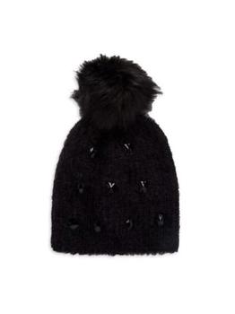 推荐Faux Fur Pom-Pom & Embellished Knit Beanie商品