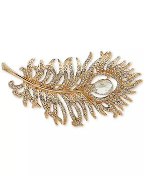 Anne Klein | Gold-Tone Pavé & Pear-Shape Crystal Feather Pin,商家Macy's,价格¥151