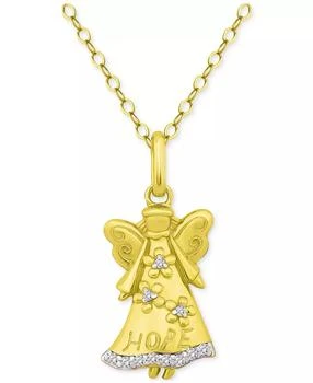 Giani Bernini | Cubic Zirconia Hope Angel Pendant Necklace in 18k Gold-Plated Sterling Silver, 16" + 2" extender, Created for Macy's,商家Macy's,价格¥515