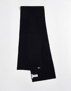 推荐Lacoste logo wool scarf in black商品