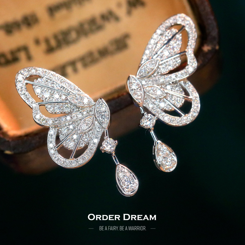 Order Dream | 18K钻石蝴蝶耳钉（钻石56分）商品图片,9.2折, 包邮包税