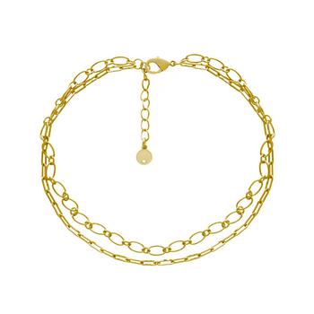 商品Oval Link Double Chain Anklet in Gold Plate图片