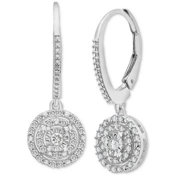 Macy's | Diamond Circle Leverback Drop Earrings (1/4 ct. tw) in Sterling Silver, Created for Macy's,商家Macy's,价格¥1859