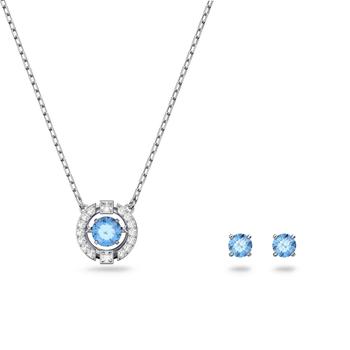 施华洛世奇项链直邮, Swarovski | Swarovski sparkling dance set round cut blue rhodium plated商品图片 