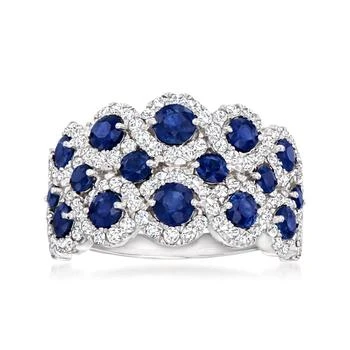 Ross-Simons | Sapphire and Diamond Ring in 14kt White Gold,商家Premium Outlets,价格¥13414