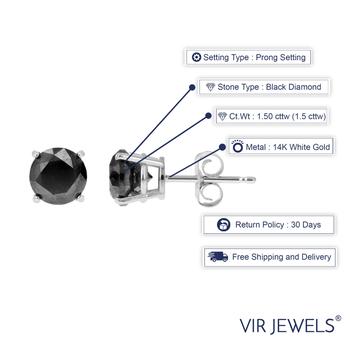 商品Vir Jewels | 1.50 cttw Black Diamond Stud Earrings 14K White Gold Round Push Backs 4 Prong Basket,商家Premium Outlets,价格¥1133图片