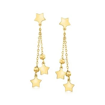 Ross-Simons | Ross-Simons Italian 14kt Yellow Gold Star and Bead Drop Earrings 4.6折, 独家减免邮费