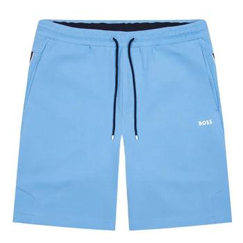 推荐Men's Bright Blue Logo Tape Cotton-Blend Regular-Fit Shorts商品