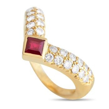 Van Cleef & Arpels, [二手商品] Van Cleef & Arpels | Van Cleef & Arpels 18K Yellow Gold 0.50 ct Diamond and Ruby Ring商品图片 5.2折