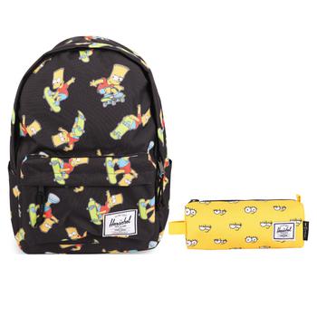 商品Herschel Supply | Bart simpson print xl backpack and simpson pencil case set in black and yellow,商家BAMBINIFASHION,价格¥1747图片