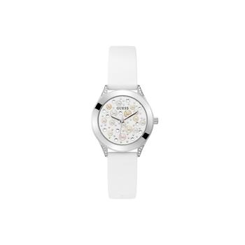 GUESS | Women's Glitz White Silicone Strap Watch, 36mm商品图片,