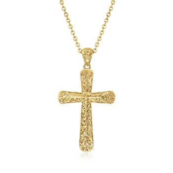 Ross-Simons | Ross-Simons 14kt Yellow Gold Openwork Cross Pendant Necklace,商家Premium Outlets,价格¥1623