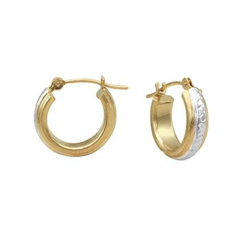 商品Macy's | Two-Tone Diamond-Cut Hoop Earrings in 18k Yellow and White Gold 1/2",商家Macy's,价格¥2134图片
