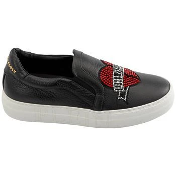 推荐Philipp Plein Nappa Leather Heart Embroidered Slip-on Sneakers, Brand Size 36.5 (US Size 6.5)商品