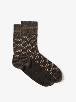 Gucci | GG-intarsia Web-striped cotton-blend socks商品图片,