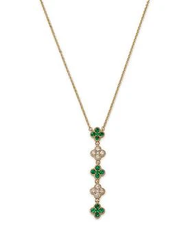 Bloomingdale's | Emerald & Diamond Linear Clover Pendant Necklace in 14K Yellow Gold, 18",商家Bloomingdale's,价格¥14591