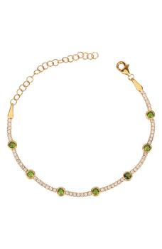 Gabi Rielle好不好, Gabi Rielle | 14K Gold Plated Sterling Silver Peridot & CZ Tennis Bracelet商品图片 4.9折