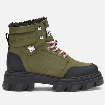推荐Ganni Leather and Twill Hiking-Style Boots商品