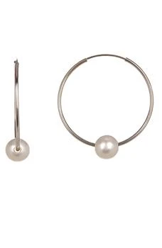 Splendid Pearls | 14K Gold White 6mm Freshwater Pearl Hoop Earrings 独家减免邮费