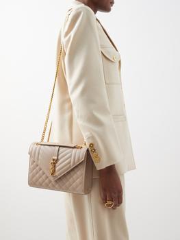 Yves Saint Laurent | Envelope matelassé-leather shoulder bag商品图片,