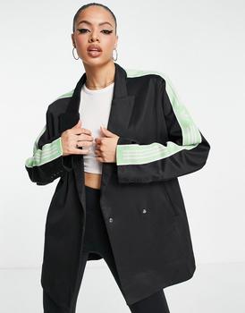 推荐adidas Originals Retro Sport tape blazer jacket in black商品