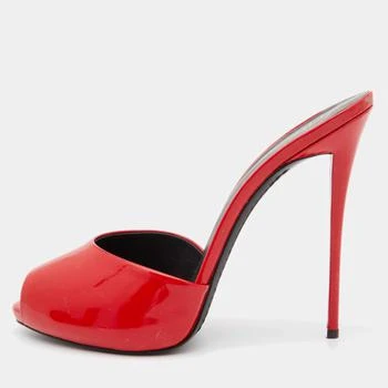 推荐Giuseppe Zanotti Red Patent Leather Slide Sandals Size 40商品