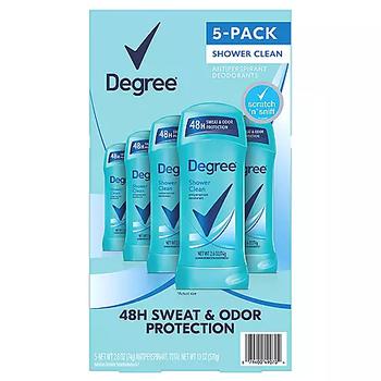商品Degree Antiperspirant Deodorant, Shower Clean (2.6 oz., 5 pk.)图片