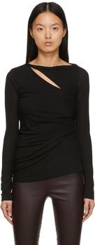 Helmut Lang | Black Asymmetrical Long Sleeve T-Shirt商品图片,6.2折