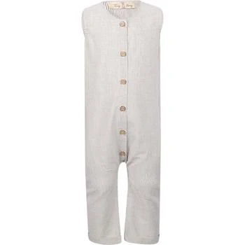 Tiny Bunny | Striped button up romper in grey and white,商家BAMBINIFASHION,价格¥442