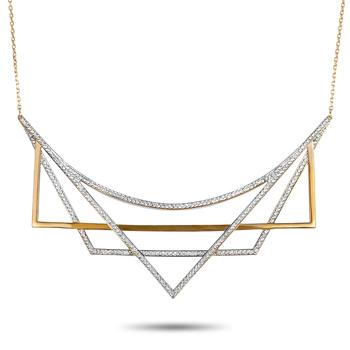 推荐Swarovski Geometry White and Rose Gold Plated Crystal Necklace商品
