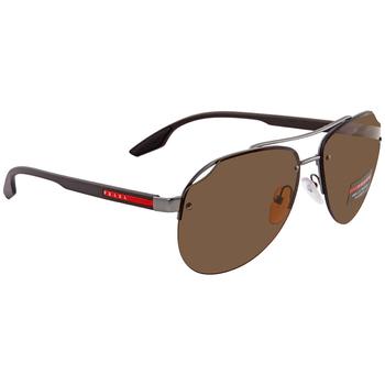 Prada | Brown Aviator Mens Sunglasses PS 52VS 7CQ5Y1 61商品图片,4.3折