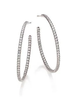 Roberto Coin | Diamond & 18K White Gold Inside-Outside Hoop Earrings/1.4",商家Saks Fifth Avenue,价格¥31759