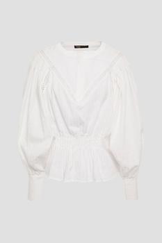 商品Lace-trimmed shirred cotton blouse图片