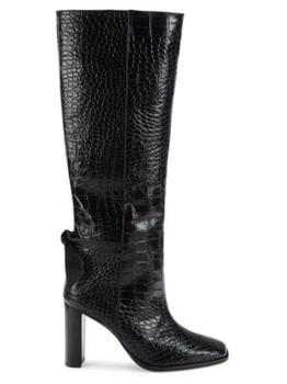 推荐Clarita Croc Embossed Leather Knee High Boots商品