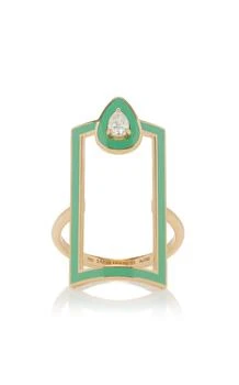 Savolinna Jewelry | Savolinna Jewelry - Lemonade Enameled 18K Yellow Gold Diamond Ring - Green - US 6.5 - Moda Operandi - Gifts For Her,商家Fashion US,价格¥16708