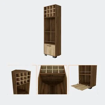 FM Furniture | Aubree Corner Bar Cabinet, Twelve Wine Cubbies, Two Shelves, One Flexible Drawer,商家Verishop,价格¥3457