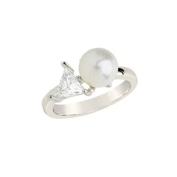 Sterling Forever | Cubic Zirconia and Imitation Pearls Dara Ring,商家Macy's,价格¥238