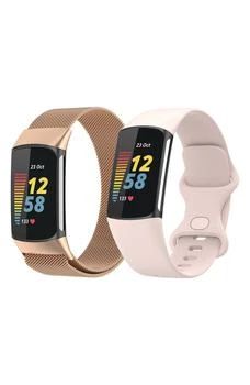 The Posh Tech | Assorted 2-Pack Silicone Sport & Stainless Steel Fitbit® Watchbands,商家Nordstrom Rack,价格¥246