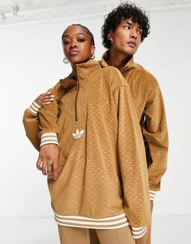 Adidas | adidas Originals 'adicolor 70s' unisex funnel velour fleece in brown 5.9折