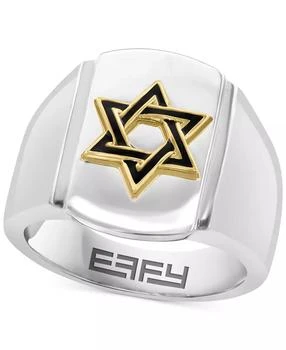 Effy | EFFY® Men's Black Enamel Star of David Ring in Sterling Silver & 14k Gold-Plate,商家Macy's,价格¥4113