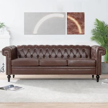 Streamdale Furniture | Streamdale 83.66 Inch Width Traditional Square Arm Removable Cushion 3 Seater,商家Premium Outlets,价格¥6752