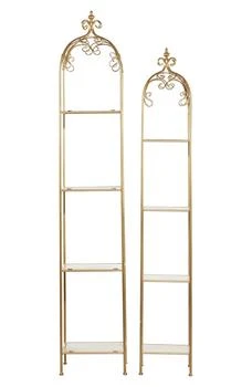 VIVIAN LUNE HOME | Goldtone Metal Contemporary Shelving Unit - Set of 2,商家Nordstrom Rack,价格¥2423