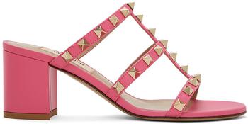 valentino rockstud高跟鞋, Valentino | Pink Rockstud Heeled Sandals商品图片 