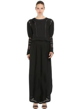 推荐Viscose Long Dress W/ Lace Details商品